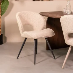 Sale LABEL51 Eetkamerstoel Sakura Bouclé, kleur Naturel/Zwart