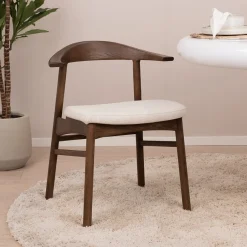 Best Kave Home Eetkamerstoel Timons Eikenhout en chenille