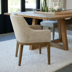 Rivièra Maison Eetkamerstoel Whistler Rubberhout en stof, Met armleuningen