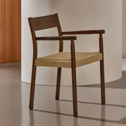 Kave Home Eetkamerstoel Yalia Eikenhout en touw