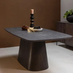 Outlet WOOOD Eettafel Leah MDF, 200 x 105cm Donkerbruin