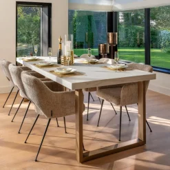 Discount Richmond Interiors Eettafel Whitebone Visgraat Eikenhout, 235 x 100cm, kleur Verona Grey
