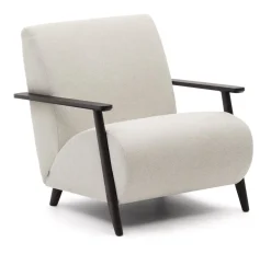 Online Kave Home Fauteuil Meghan Chenille, kleur /Wengé Beige