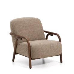 Outlet Kave Home Fauteuil Sylo Chenille en walnoot