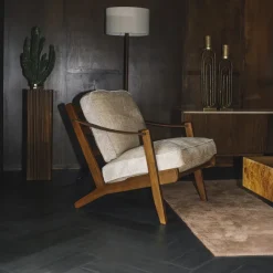 New Dutchbone Fauteuil Washington Mangohout en geweven stof