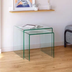 Discount Kave Home Glazen Salontafel Burano Set van 2 stuks