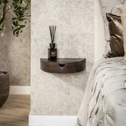 Sale LifestyleFurn Halfrond Zwevend Nachtkastje Sherissa Acaciahout Massief acacia glaze brown