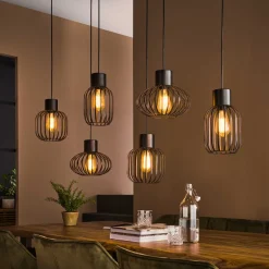Clearance LifestyleFurn Hanglamp Alexandro 6-lamps, Metaal Charcoal