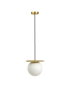 New Kave Home Hanglamp Brisia Glas en messing, 20cm Wit