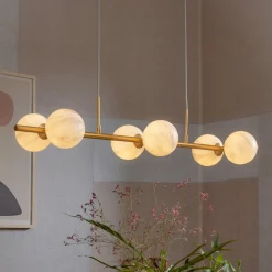 Hot it's about RoMi Hanglamp Carrara 6-lamps, Marmerlook, kleur Wit