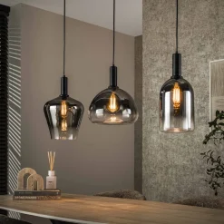 Clearance LifestyleFurn Hanglamp Cortne 3-lamps, Artic Black finish Artic zwart