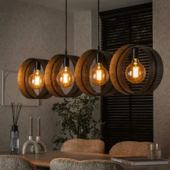 LifestyleFurn Hanglamp Dalvin finish, 4-lamps Charcoal