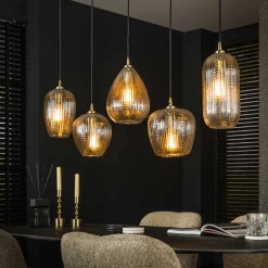 Sale LifestyleFurn Hanglamp Damy Diamond glas, 5-lamps, kleur Roze Diamond glass