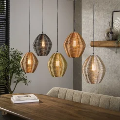 Clearance LifestyleFurn Hanglamp Dijon Web mix, 5-lamps Mat nikkel mix color