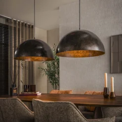 New LifestyleFurn Hanglamp Dinand 2-lamps, Ø60cm, kleur Bruin
