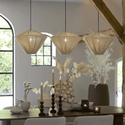 New Light & Living Hanglamp Felida 3-lamps, kleur Crème Cru00e8me