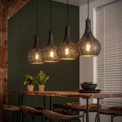 Discount LifestyleFurn Hanglamp Goran Kegel, 4-lamps Zwart bruin