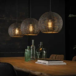 Hot LifestyleFurn Hanglamp Goran 3-lamps Zwart bruin