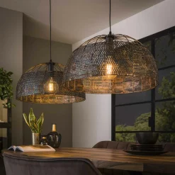 Discount LifestyleFurn Hanglamp Goran 2-lamps Zwart bruin