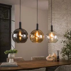 Outlet LifestyleFurn Hanglamp Janetta Glas Artic zwart