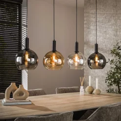 Outlet LifestyleFurn Hanglamp Janetta Glas Artic zwart