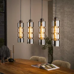 Clearance LifestyleFurn Hanglamp Kamee 4-lamps, kleur Artic Black Artic zwart