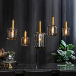 Clearance Light & Living Hanglamp Lekar 5-Lamps, Antiek Brons/Smoke