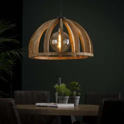Discount LifestyleFurn Hanglamp Lindsay Ø60cm, Mangohout Massief mango naturel