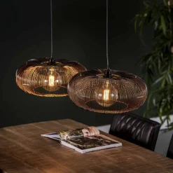 Online LifestyleFurn Hanglamp Mallory Ø43cm, 2-lamps Zwart nikkel