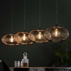 LifestyleFurn Hanglamp Mallory Ø35cm, 4-lamps Zwart nikkel