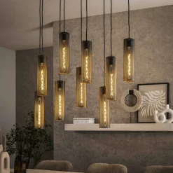 Online LifestyleFurn Hanglamp Manda Artic Black, 5+4-lamps Artic zwart