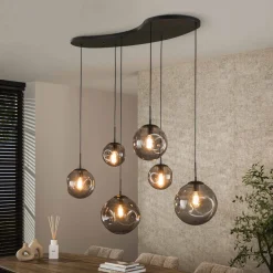 Hot LifestyleFurn Hanglamp Noriko 6-lamps, Artic Black finish Artic zwart
