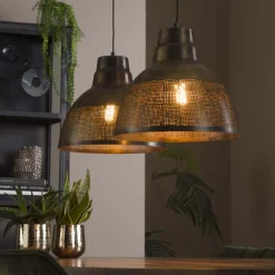 Clearance LifestyleFurn Hanglamp Rubio 2-lamps, kleur Brons antiek