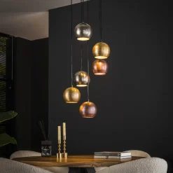 Hot LifestyleFurn Hanglamp Shaketta 6-lamps, Metal mix Mat nikkel mix color