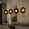 Online LifestyleFurn Hanglamp Yair Glas, 4-lamps, kleur Sienna Bruin
