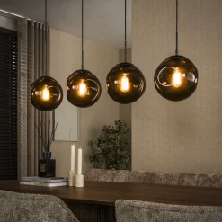 Online LifestyleFurn Hanglamp Yair Glas, 4-lamps, kleur Sienna Bruin