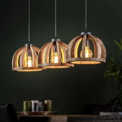 Online LifestyleFurn Hanglamp Yuna Mangohout, 3-lamps Massief mango naturel