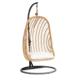 Online Kave Home Hangstoel Ekaterina Met standaard, Rotan, kleur /Donkergrijs Naturel