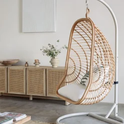 Hot Kave Home Hangstoel Ekaterina Met standaard, Rotan, kleur /Grijs Naturel