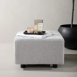 Hot Nohr Hocker Deniz Bouclé, kleur Lichtgrijs