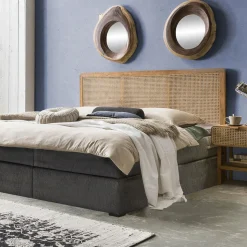 Clearance Artistiq Living Hoofdbord Shakina Teakhout en rotan, 200 x 120cm