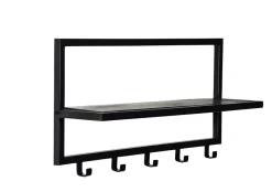 Outlet Brix Kapstok Bono Mangohout, met 5 haken en plank Zwart