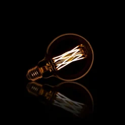 Outlet LifestyleFurn Kooldraadlamp Bol L Ø9,5cm, LED E27 / 6W, Goldline, dimbaar Amberkleurig glas