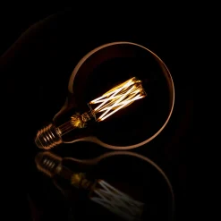 Sale LifestyleFurn Kooldraadlamp Bol XL Ø12,5cm E27 LED 6W goldline, dimbaar Amberkleurig glas