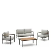 Sale Kave Home Loungeset Aiguafreda 2-zits bank, 2 fauteuils en salontafel