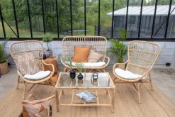 Discount Nohr Loungeset Bronwen Met bank, 2 fauteuils en tafel, Rotan, kleur Naturel