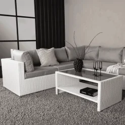 Best Nohr Loungeset Latonda Met hoekbank en tafel, kleur Wit