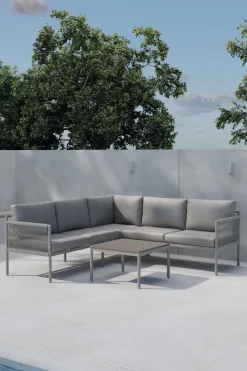 Discount Nohr Loungeset Marena Met hoekbank en tafel, kleur Beige