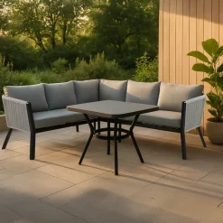 New Nohr Loungeset Sauel Met hoekbank en tafel Grijs / Zwart