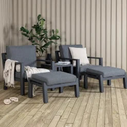 Online Nohr Loungeset Searra Met 2 stoelen, voetenbank en tafel, kleur Zwart/Grijs